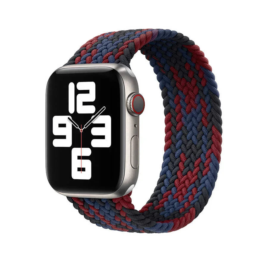 Wiwu Watch 49/46/45/44 Mm Braided Loop 155mm Strap - Black+Red+Dark Blue - Tashqila Wiwu Watch 49/46/45/44 Mm Braided Loop 155mm Strap - Black+Red+Dark Blue - Tashqila